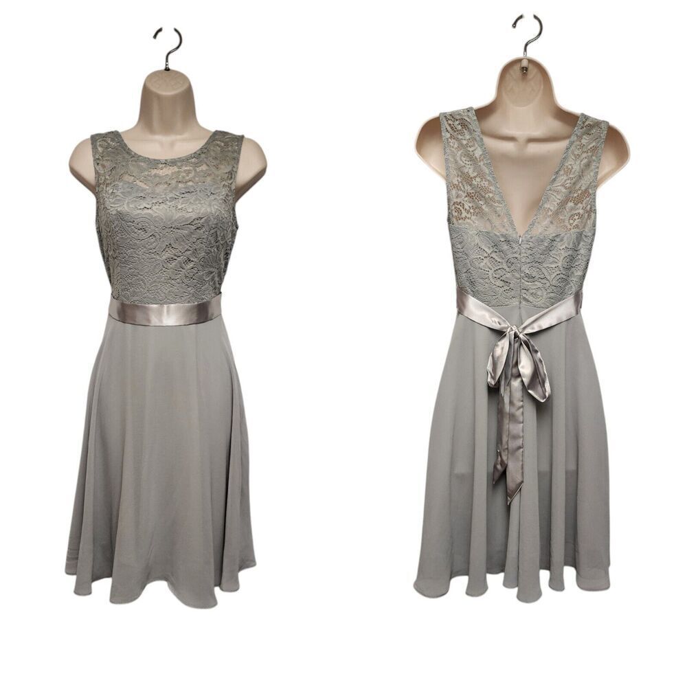 Bery Love Women's Floral Lace Fit & Flare Skater Mini Short Dress Color Gray SM